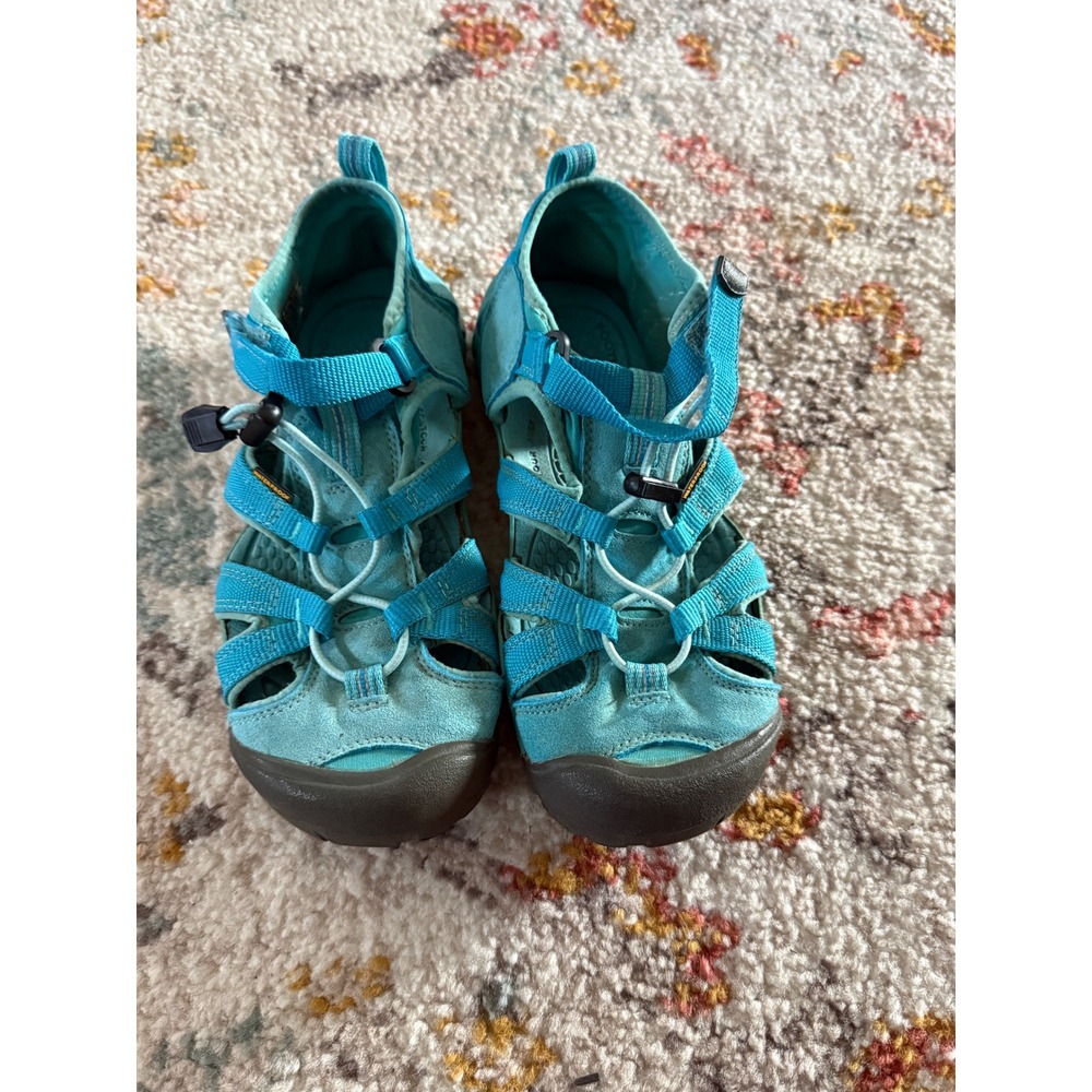 Keen CNX Kids‎ Waterproof Sport Sandals Turquoise Blue 5 Big Kids Bungee Lace